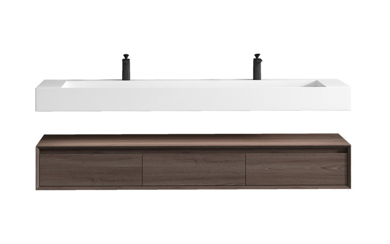 Alysa 72" Wall Mounted Bathroom Vanity with Reinforced Acrylic Integrated Sink Top