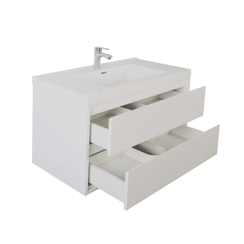 Sage 30" Wall Mounted Bathroom Vanity with Reinforced Acrylic Integrated Sink Top