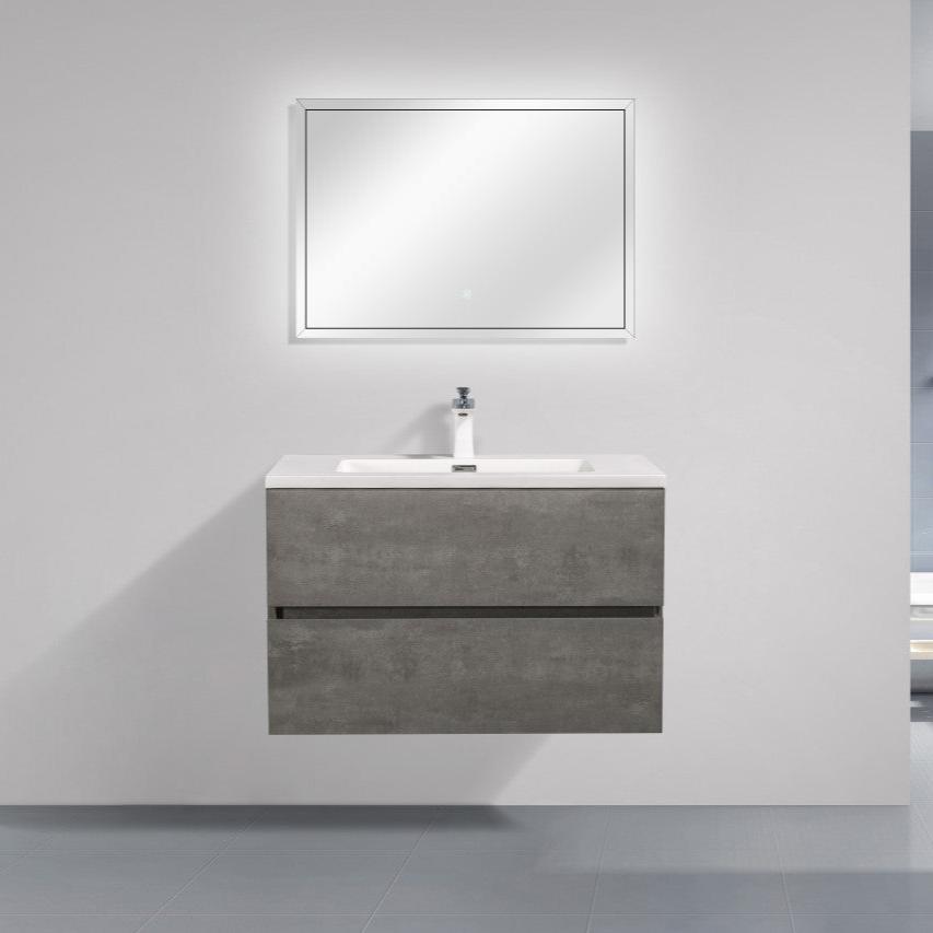 EDI 36" Wall Mounted Bathroom Vanity with Reinforced Acrylic Integrated Sink Top