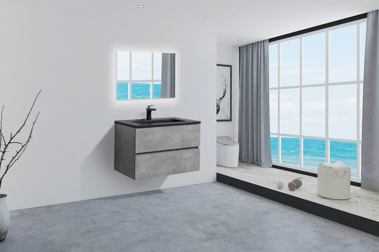 EDI 36" Wall Mounted Bathroom Vanity with Reinforced Acrylic Integrated Sink Top