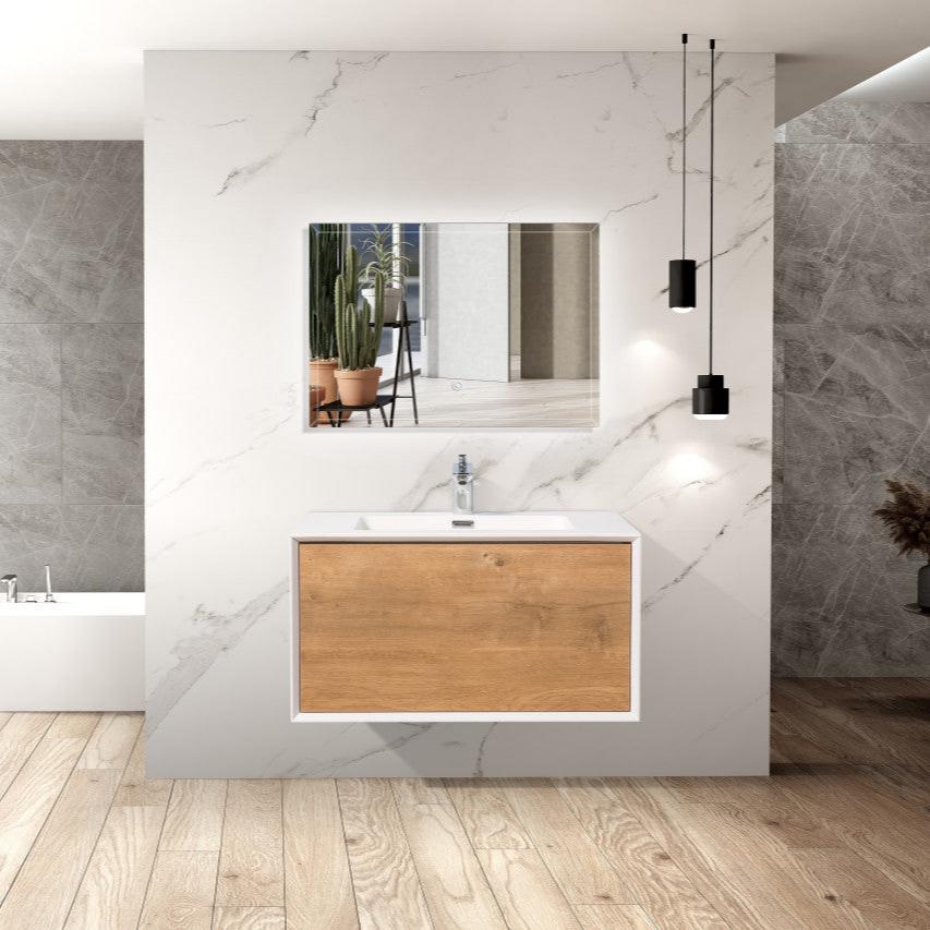Frula 30" Wall Mounted Bathroom Vanity with Reinforced Acrylic Integrated Sink Top