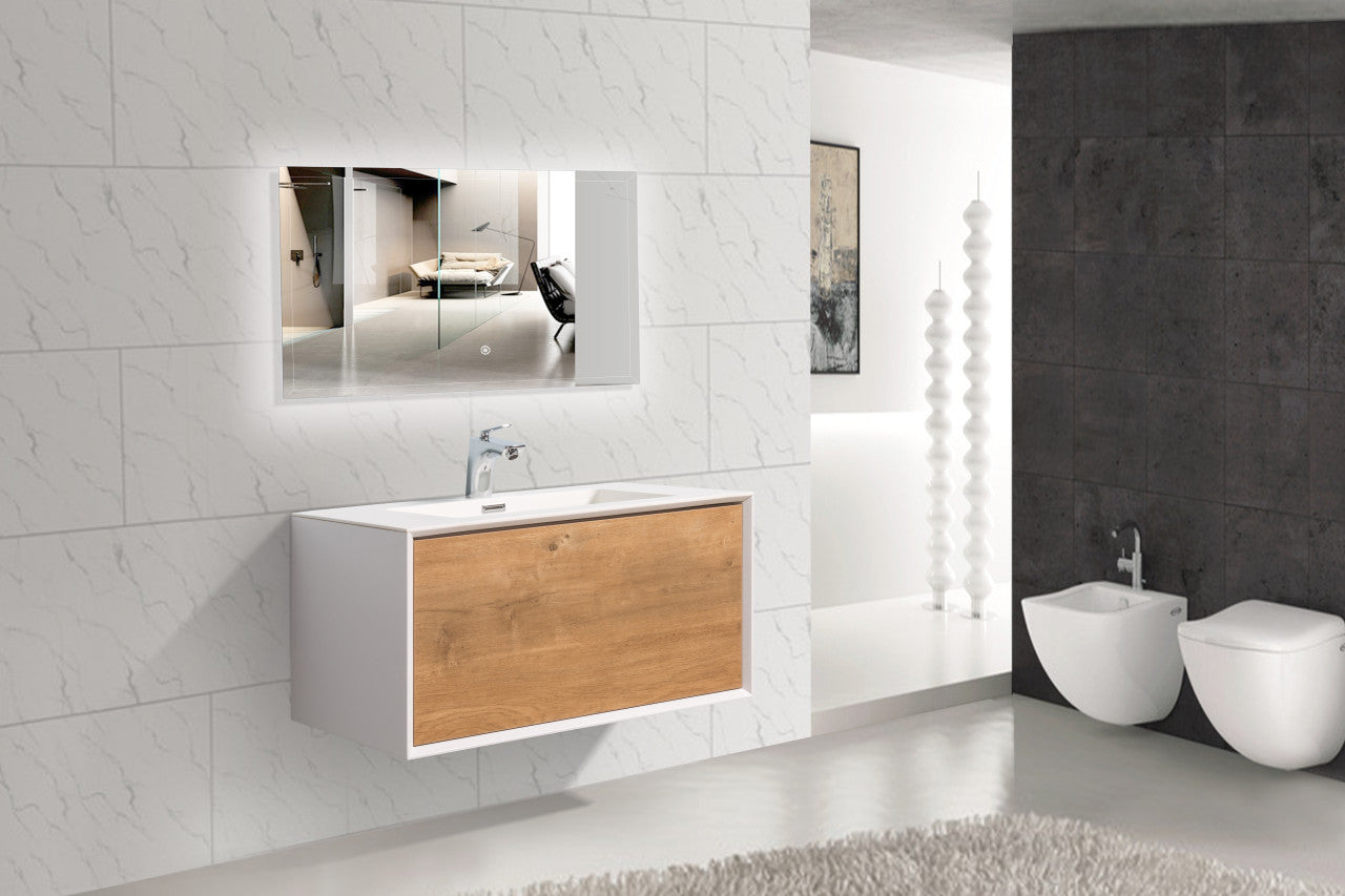 Frula 30" Wall Mounted Bathroom Vanity with Reinforced Acrylic Integrated Sink Top
