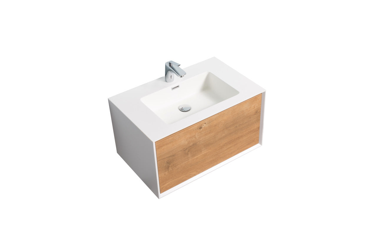 Frula 30" Wall Mounted Bathroom Vanity with Reinforced Acrylic Integrated Sink Top