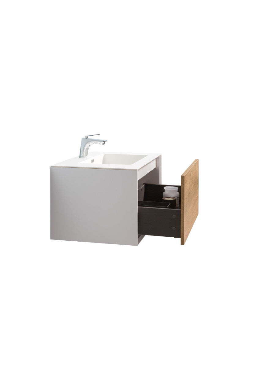 Frula 30" Wall Mounted Bathroom Vanity with Reinforced Acrylic Integrated Sink Top