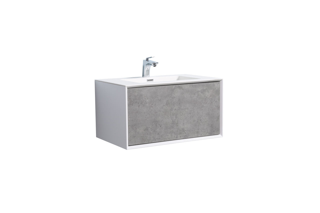 Frula 30" Wall Mounted Bathroom Vanity with Reinforced Acrylic Integrated Sink Top