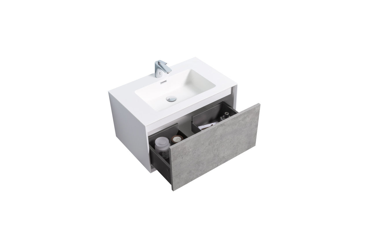 Frula 30" Wall Mounted Bathroom Vanity with Reinforced Acrylic Integrated Sink Top