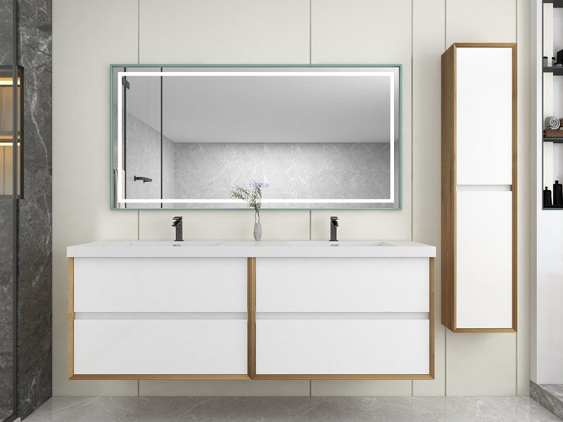 Kingdee 72" Wall Mounted Bathroom Vanity with Acrylic Integrated Sink Top