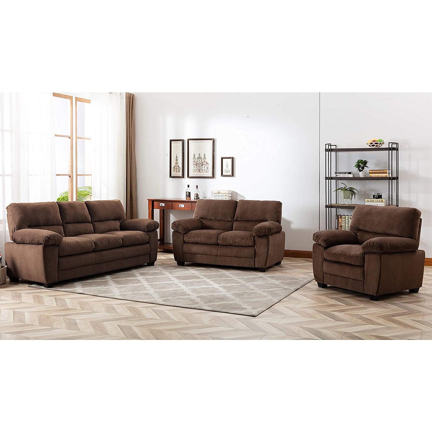 Andres Collection Velvet-Like Sofa Set