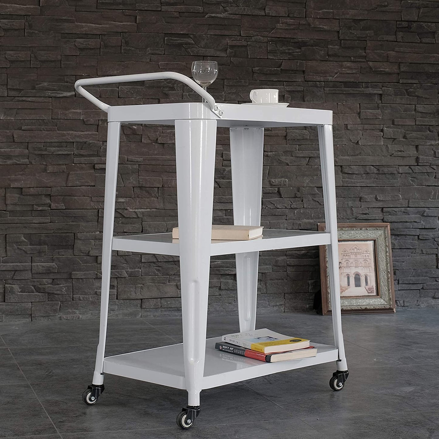 Harold Industrial Metal Serving Cart