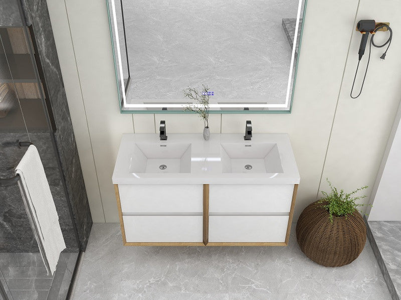 Kingdee 48" Wall Mounted Bathroom Vanity with Reinforced Acrylic Integrated Sink Top