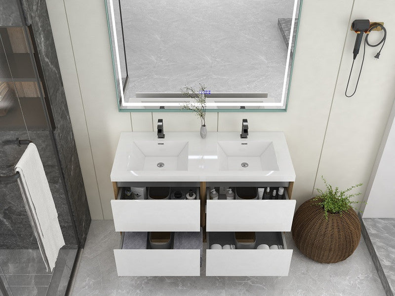 Kingdee 48" Wall Mounted Bathroom Vanity with Reinforced Acrylic Integrated Sink Top