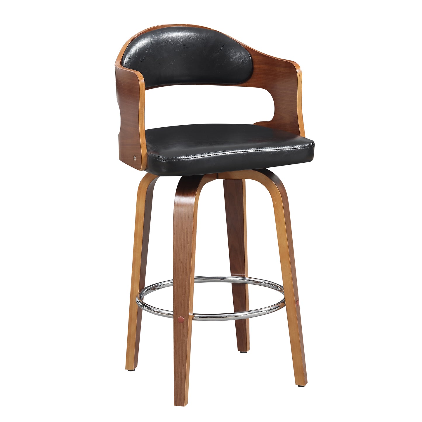 ACBS09 Wood And Faux Leather Swivel Barstool