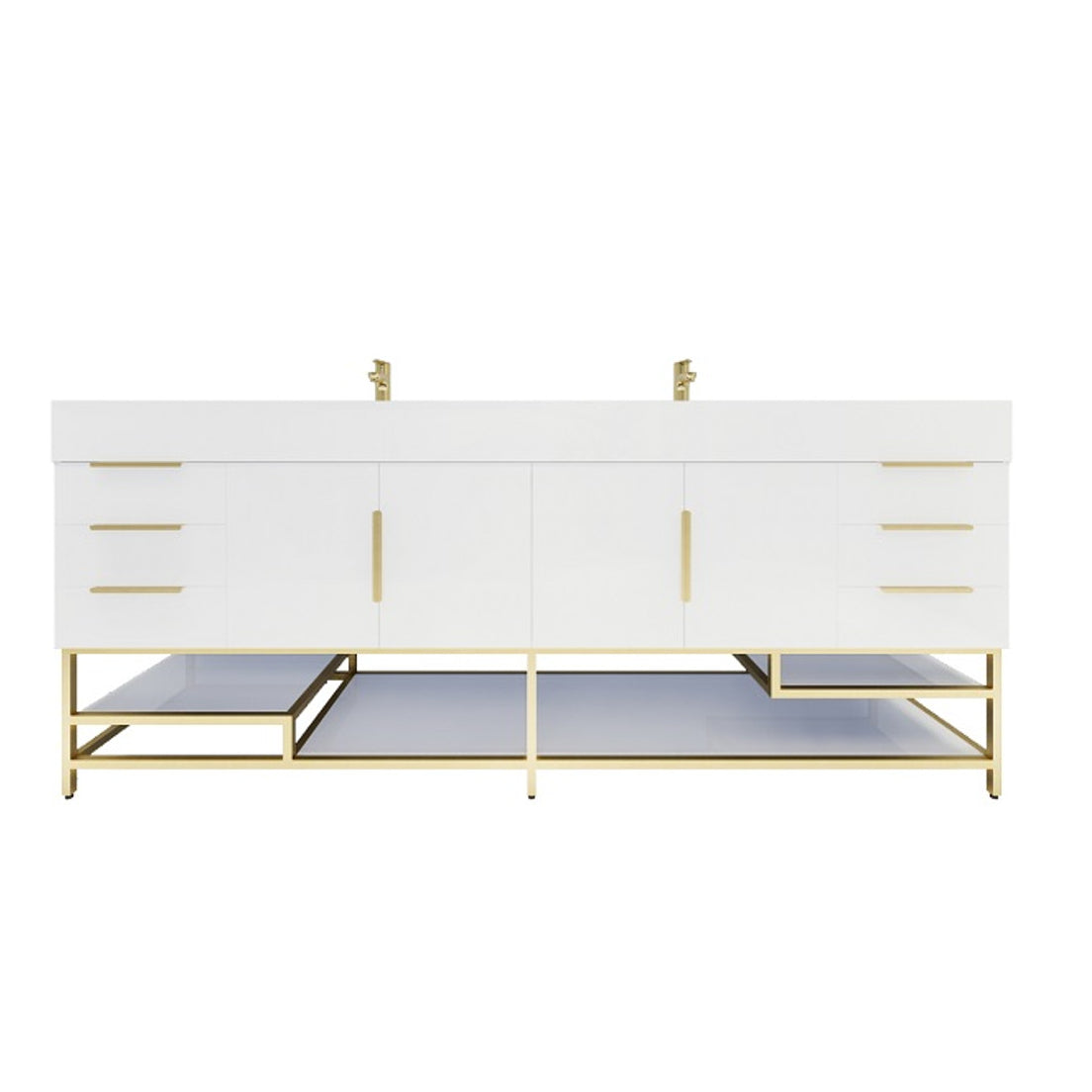 Bethany 84" Freestanding Bathroom Vanity with Reinforced Acrylic Integrated Sink Top