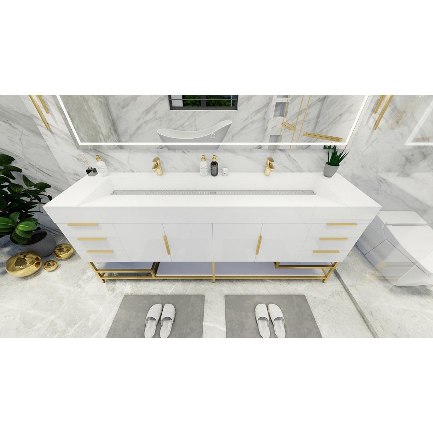 Bethany 84" Freestanding Bathroom Vanity with Reinforced Acrylic Integrated Sink Top