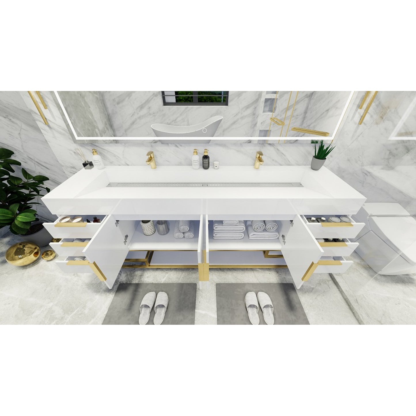 Bethany 84" Freestanding Bathroom Vanity with Reinforced Acrylic Integrated Sink Top
