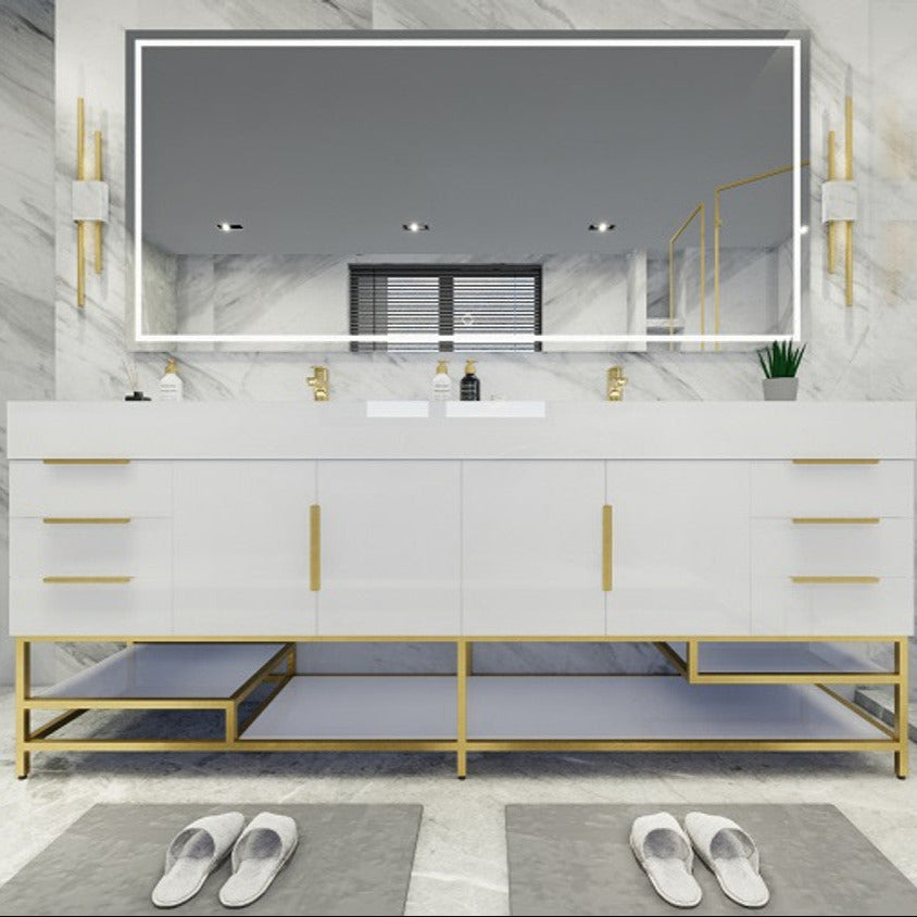 Bethany 84" Freestanding Bathroom Vanity with Reinforced Acrylic Integrated Sink Top