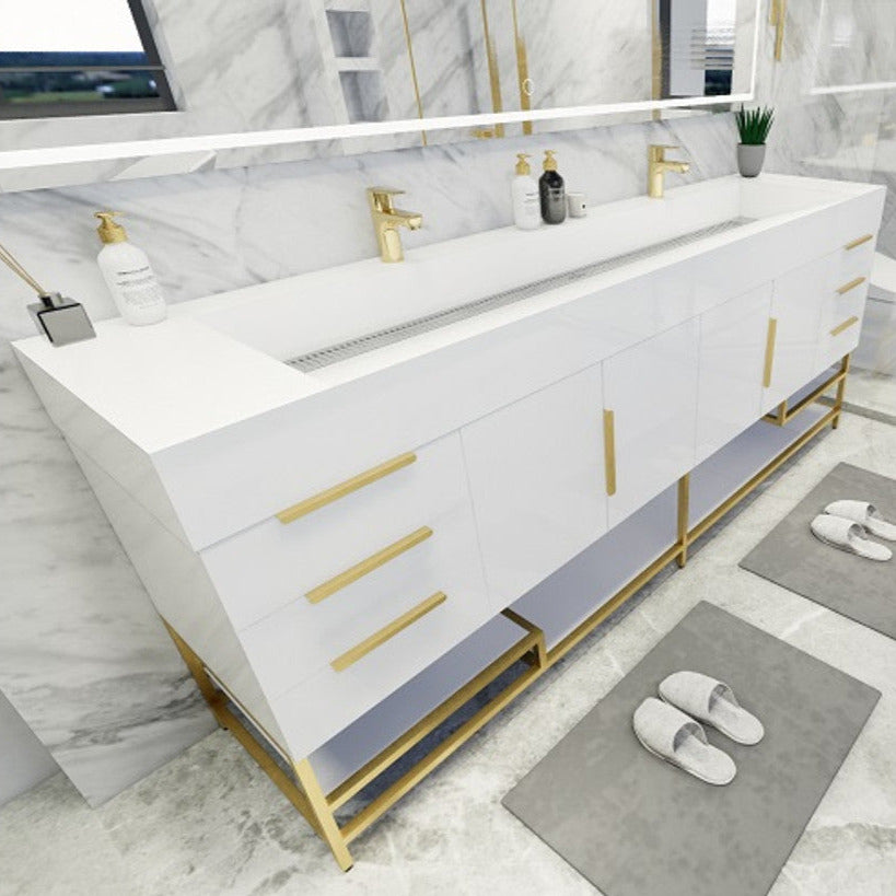 Bethany 84" Freestanding Bathroom Vanity with Reinforced Acrylic Integrated Sink Top