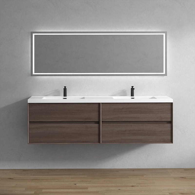 Kingdee 84" Wall Mounted Bathroom Vanity with Reinforced Acrylic Integrated Sink Top