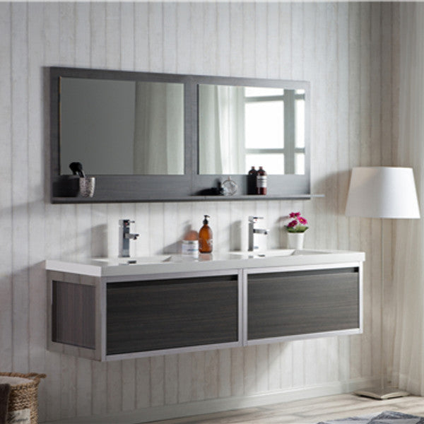 Lake 72" Wall Mounted Bathroom Vanity with Reinforced Acrylic Integrated Sink Top