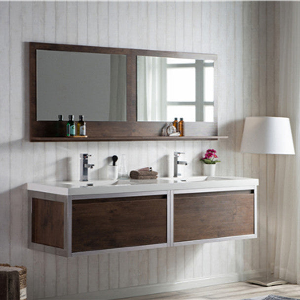 Lake 72" Wall Mounted Bathroom Vanity with Reinforced Acrylic Integrated Sink Top