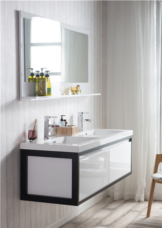 Lake 60" Wall Mounted Bathroom Vanity with Reinforced Acrylic Integrated Sink Top