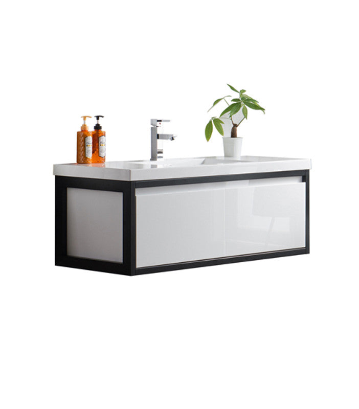 Lake 48" Wall Mounted Bathroom Vanity with Reinforced Acrylic Integrated Sink Top