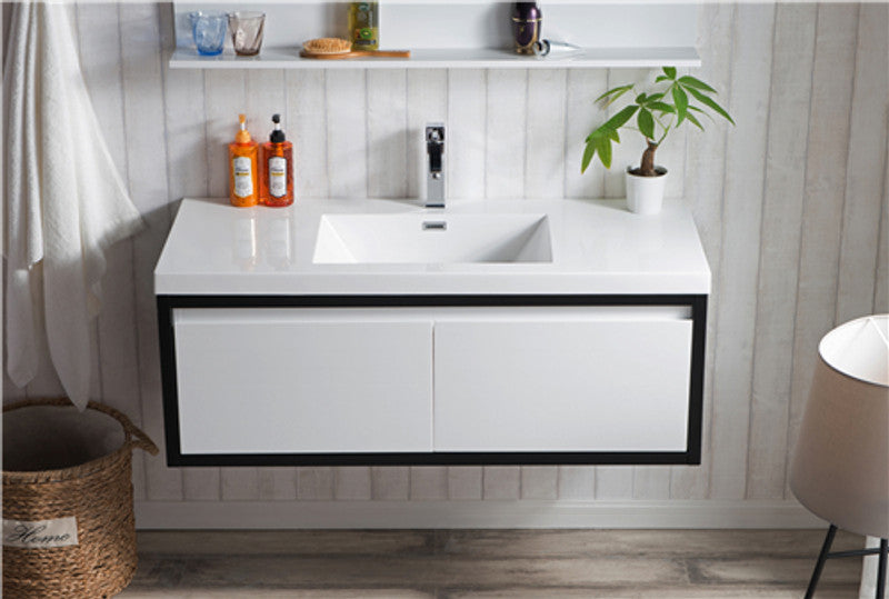 Lake 48" Wall Mounted Bathroom Vanity with Reinforced Acrylic Integrated Sink Top