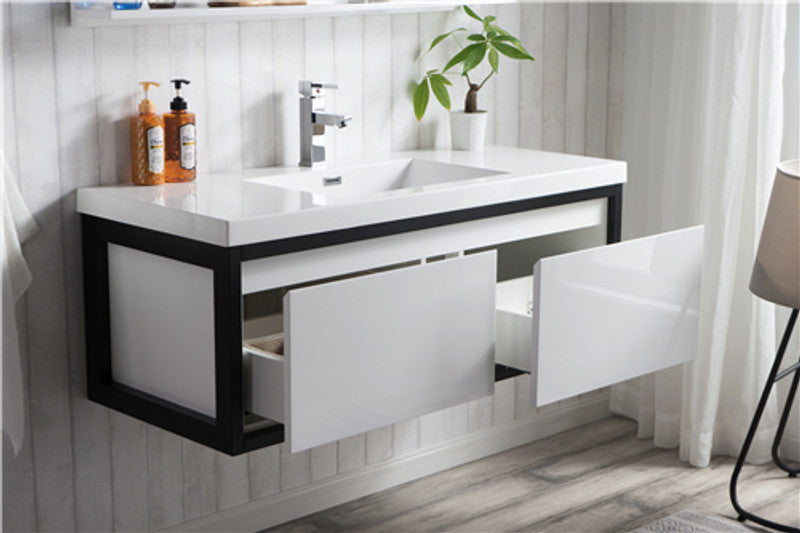 Lake 48" Wall Mounted Bathroom Vanity with Reinforced Acrylic Integrated Sink Top