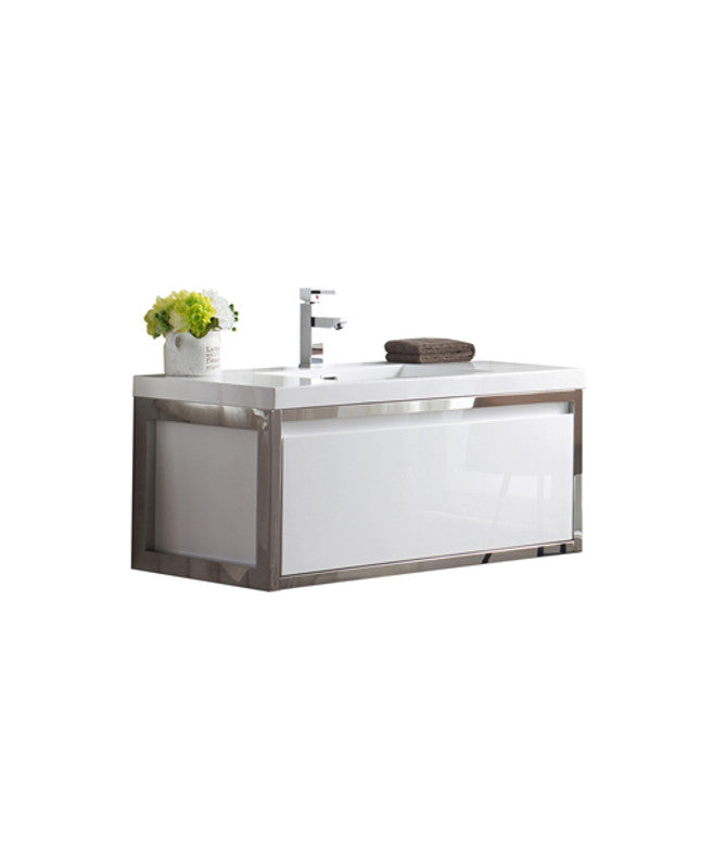 Lake 42" Wall Mounted Bathroom Vanity with Reinforced Acrylic Integrated Sink Top