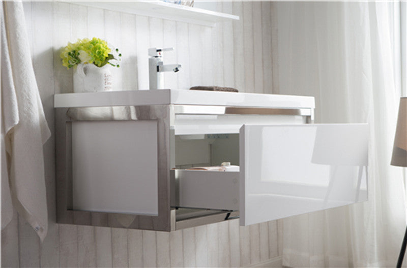 Lake 42" Wall Mounted Bathroom Vanity with Reinforced Acrylic Integrated Sink Top