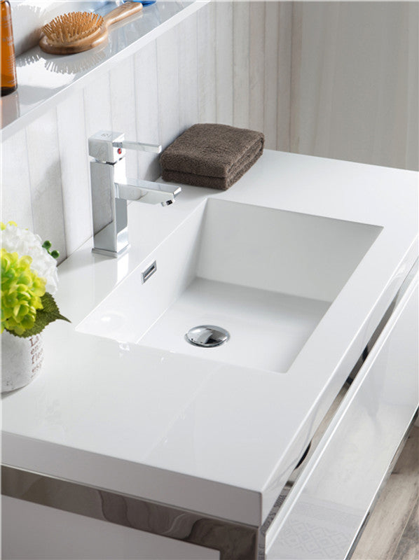 Lake 42" Wall Mounted Bathroom Vanity with Reinforced Acrylic Integrated Sink Top