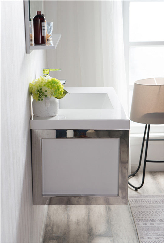 Lake 42" Wall Mounted Bathroom Vanity with Reinforced Acrylic Integrated Sink Top