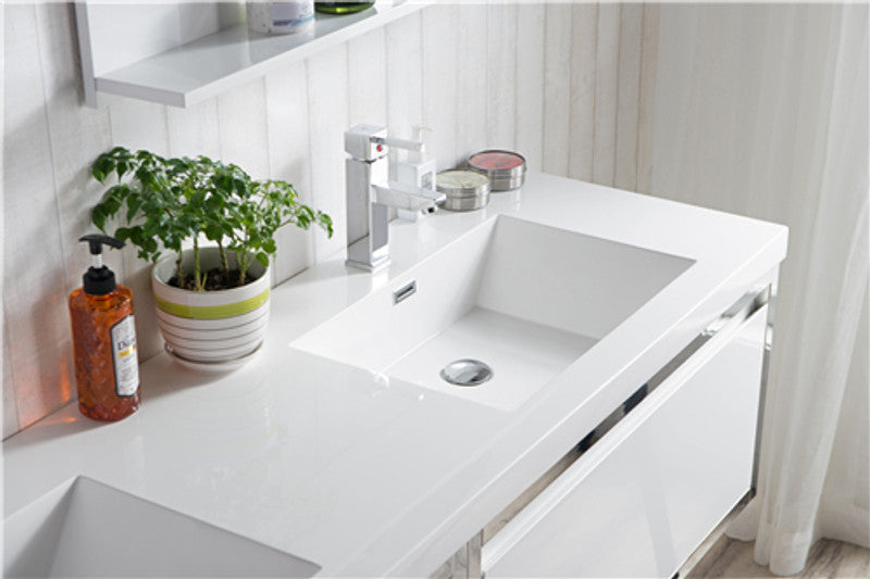 Lake 72" Wall Mounted Bathroom Vanity with Reinforced Acrylic Integrated Sink Top