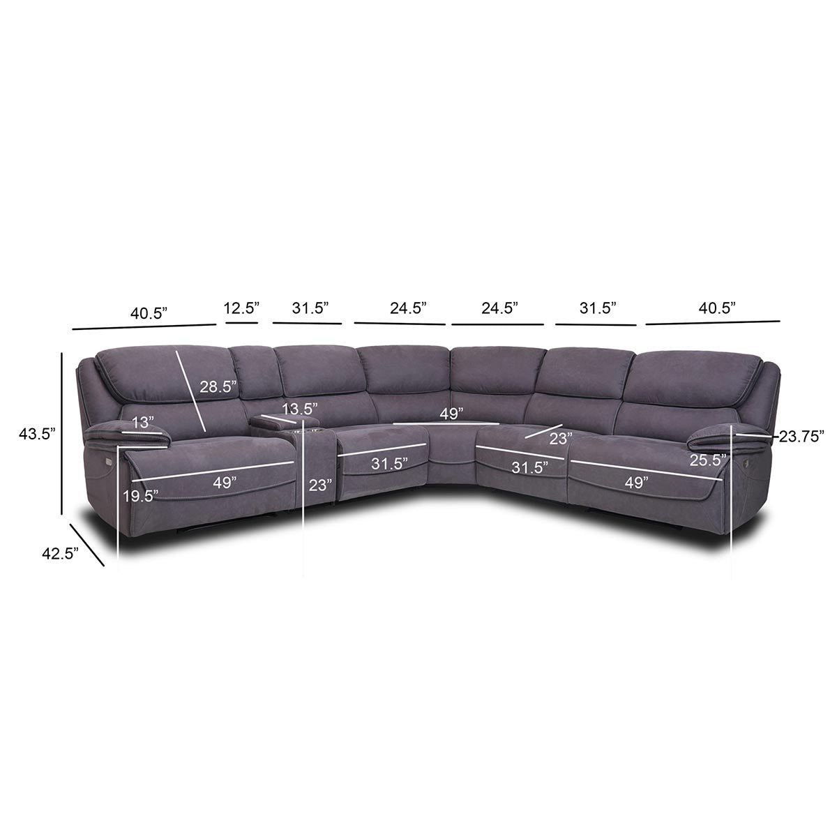 Levi 6 Piece Reclining Sectional