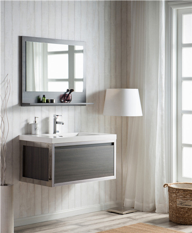 Lake 36" Wall Mounted Bathroom Vanity with Reinforced Acrylic Integrated Sink Top