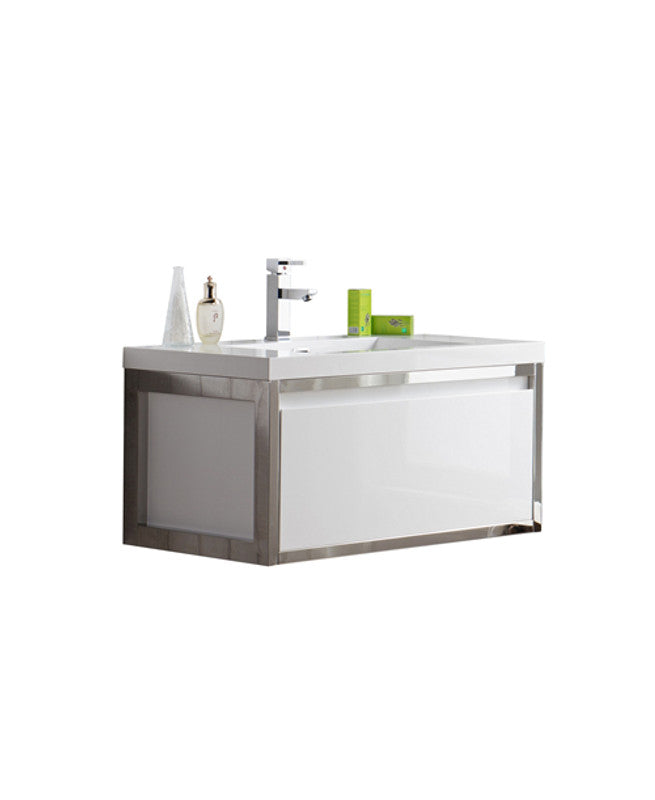 Lake 36" Wall Mounted Bathroom Vanity with Reinforced Acrylic Integrated Sink Top