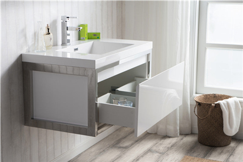 Lake 36" Wall Mounted Bathroom Vanity with Reinforced Acrylic Integrated Sink Top