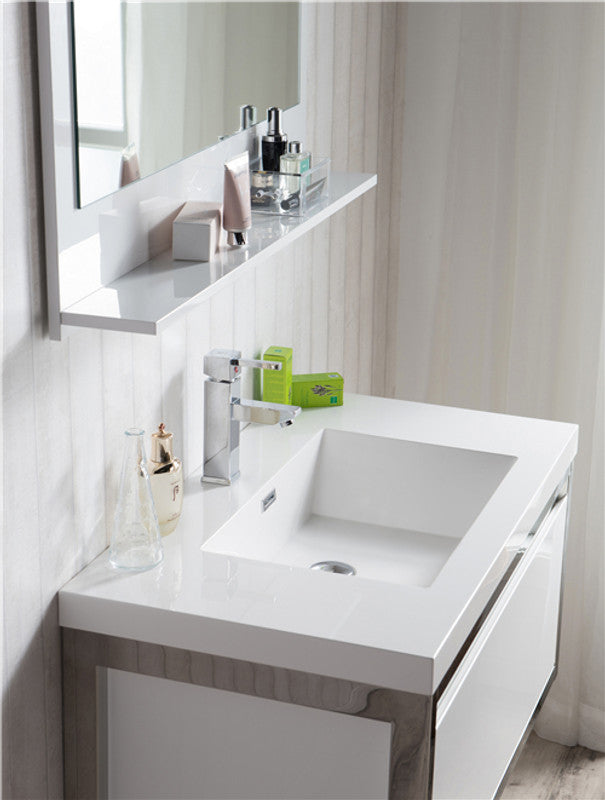Lake 36" Wall Mounted Bathroom Vanity with Reinforced Acrylic Integrated Sink Top