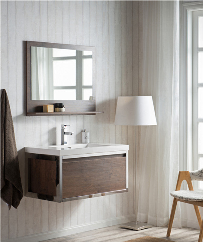Lake 36" Wall Mounted Bathroom Vanity with Reinforced Acrylic Integrated Sink Top