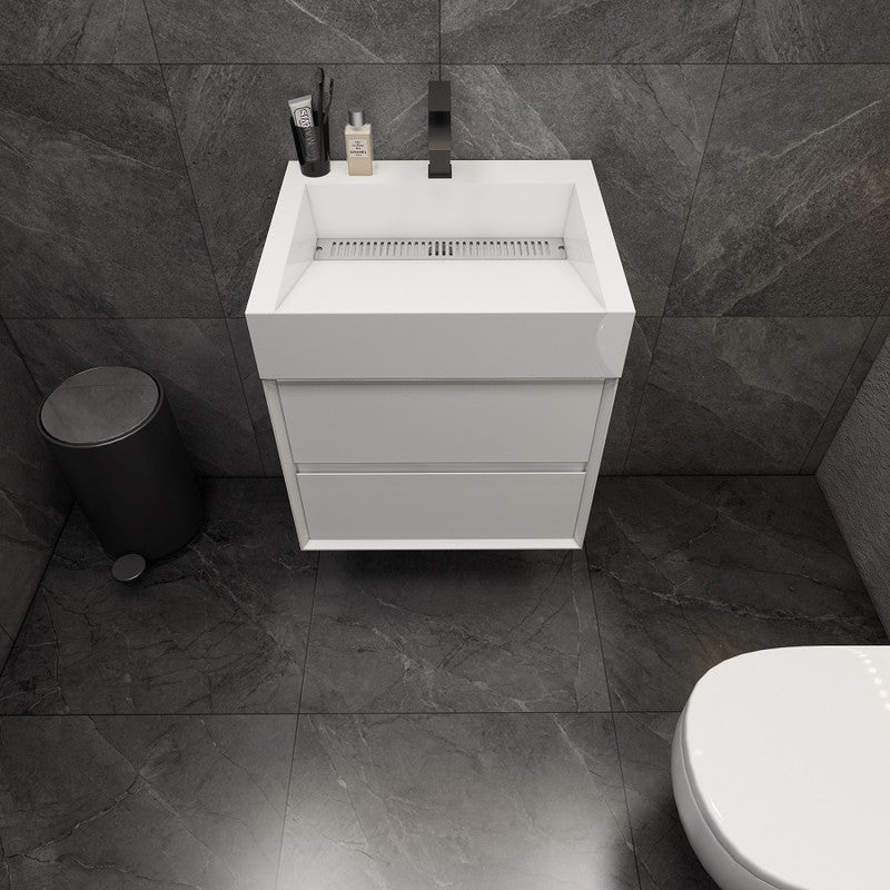 Max 24" Wall Mounted Bathroom Vanity with Reinforced Acrylic Integrated Sink Top
