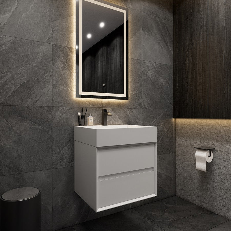 Max 24" Wall Mounted Bathroom Vanity with Reinforced Acrylic Integrated Sink Top