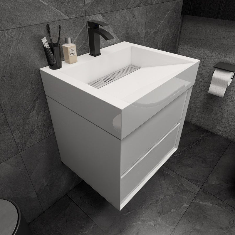 Max 24" Wall Mounted Bathroom Vanity with Reinforced Acrylic Integrated Sink Top