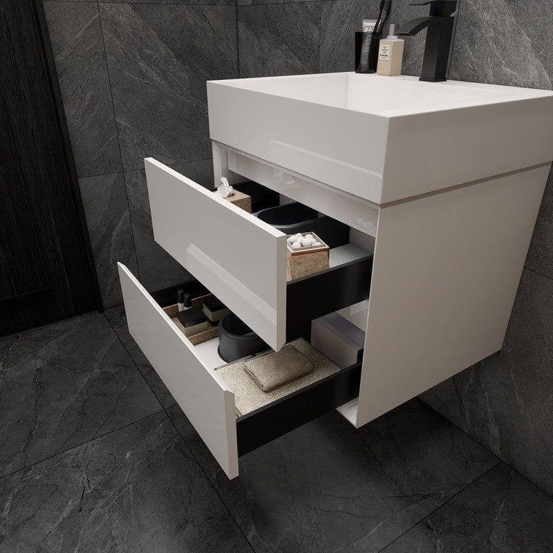 Max 24" Wall Mounted Bathroom Vanity with Reinforced Acrylic Integrated Sink Top