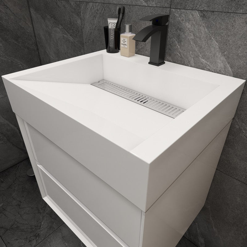 Max 24" Wall Mounted Bathroom Vanity with Reinforced Acrylic Integrated Sink Top