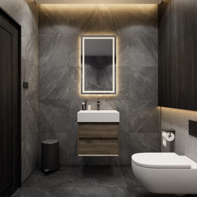 Max 24" Wall Mounted Bathroom Vanity with Reinforced Acrylic Integrated Sink Top
