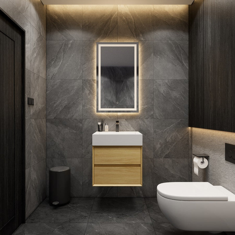 Max 24" Wall Mounted Bathroom Vanity with Reinforced Acrylic Integrated Sink Top