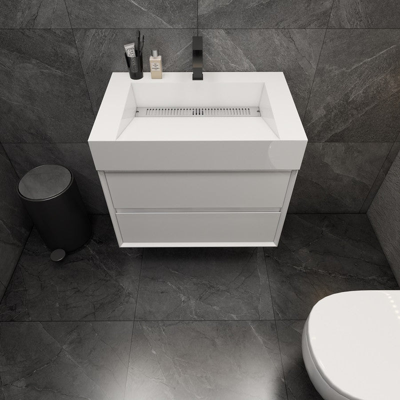 Max 30" Wall Mounted Bathroom Vanity with Reinforced Acrylic Integrated Sink Top