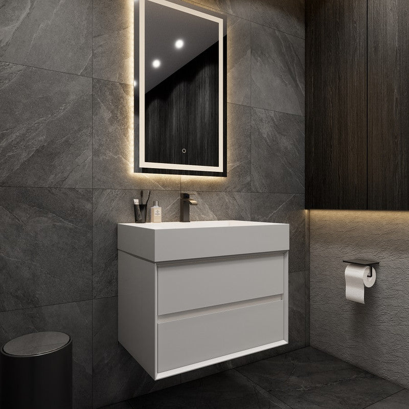 Max 30" Wall Mounted Bathroom Vanity with Reinforced Acrylic Integrated Sink Top