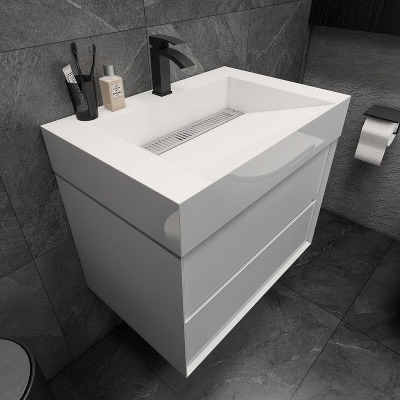 Max 30" Wall Mounted Bathroom Vanity with Reinforced Acrylic Integrated Sink Top
