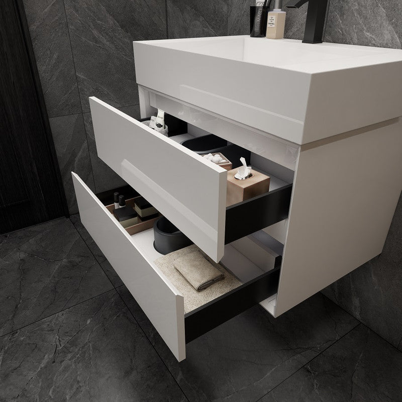 Max 30" Wall Mounted Bathroom Vanity with Reinforced Acrylic Integrated Sink Top